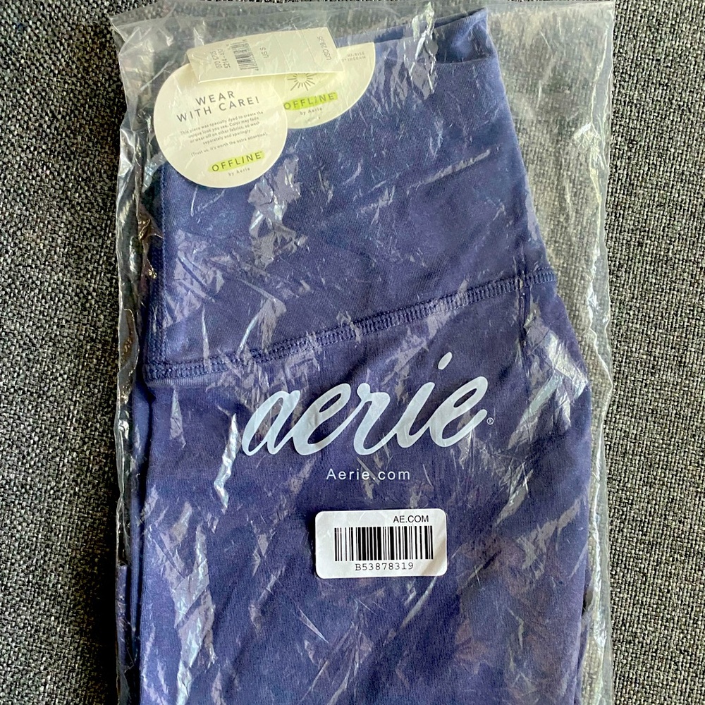 NWT Aerie Offline OG High Rise 7" Blue Speckled Splatter Bike Shorts Size Small